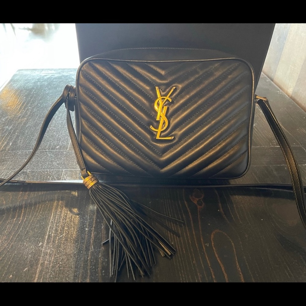 Saint Laurent Lou Quilted Leather Camera Bag in Black